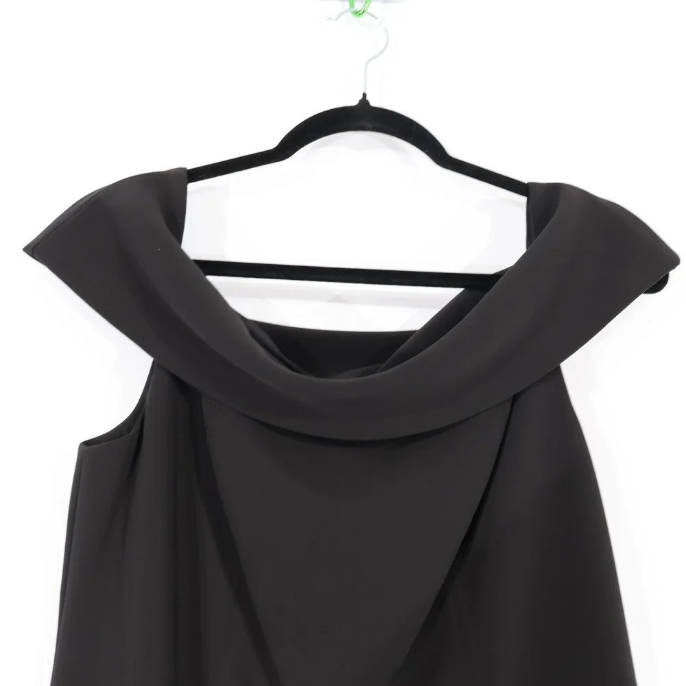 Lauren Ralph Lauren Off-Shoulder Gown Womens 8 Black Crepe Maxi Event $245 NWT